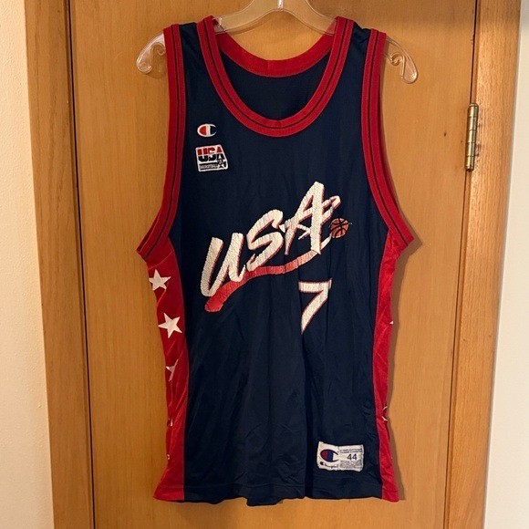 Champion Dream Team USA Basketball Jersey David Robinson 7 90s Navy Blue Size 44