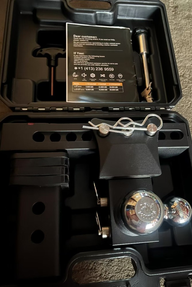 Airbird Adjustable Trailer Hitch with 3 Ball Sizes 2.5 Receiver and 7 Drop