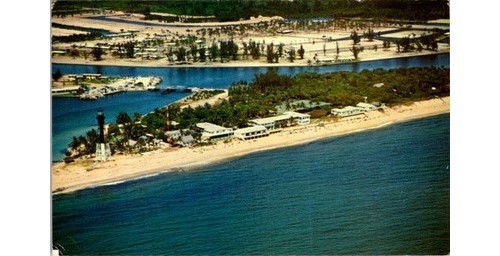 1964 Hillsboro Inlet Lighthouse FL Aerial View Postcard - Mailed Note - Seascape