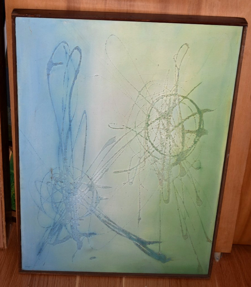 1956 Boston Mid Century Amazing Abstract Splatter Painting Edward Cooper 21x29
