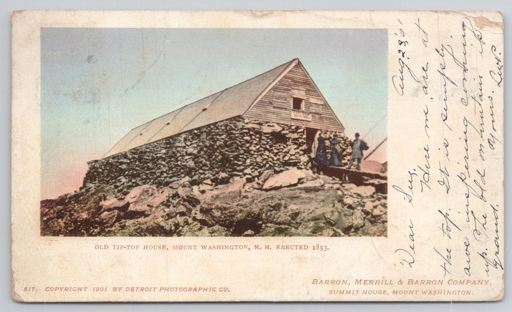 1901 Detroit Photographic Co Old Tip-Top House Mt Washington NH Phostint