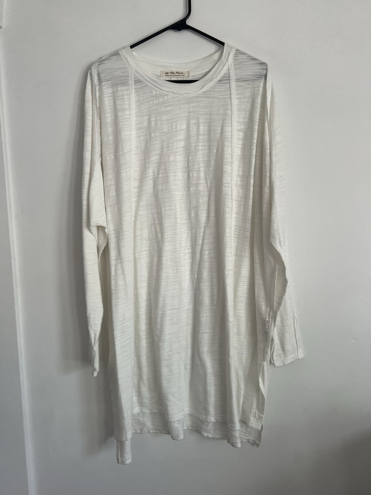 FREE PEOPLE We The Free White Oversized Long Sleeve Tunic Top Women's Large