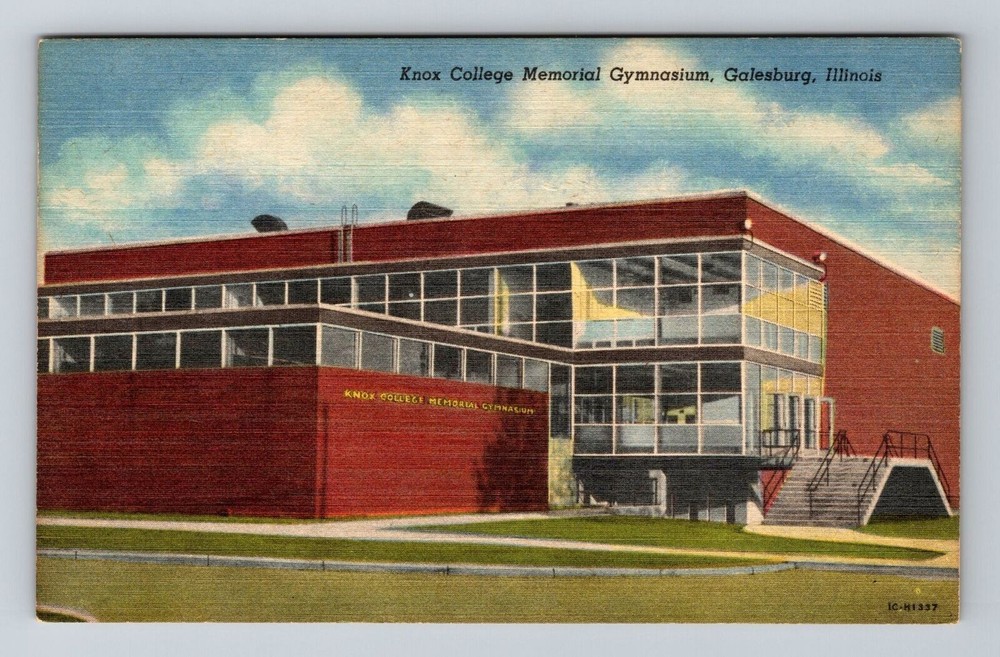 Galesburg IL-Illinois, Knox College Memorial Gymnasium, Vintage Postcard