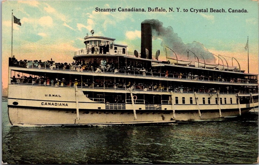 Steamer Canadiana Buffalo NY to Crystal Beach Canada Vintage Postcard