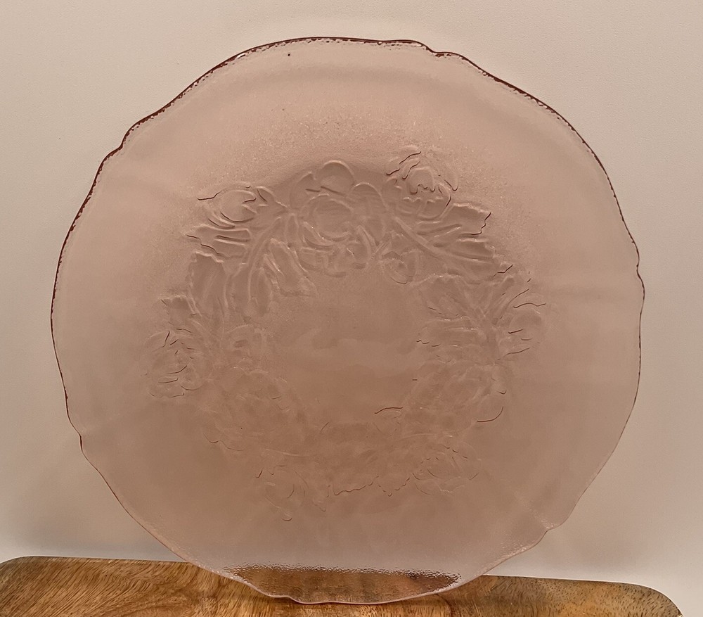 VTG Pink Depression Salad Plate 7 1/4” Floral Design MCM EUC