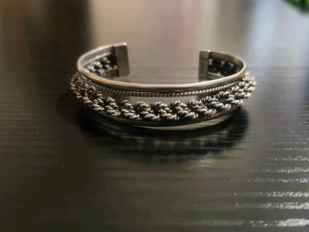 Vintag Taxco Mexico Rocha Cuernavaca Sterling Silver 925 Braided Cuff Bracelet