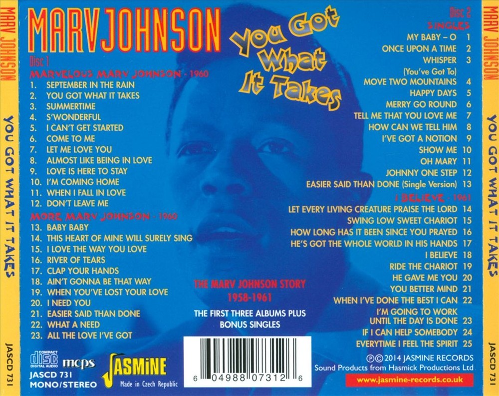 Marv Johnson You Got What It Takes: Marv Johnson Story 1958-1961 New Cd