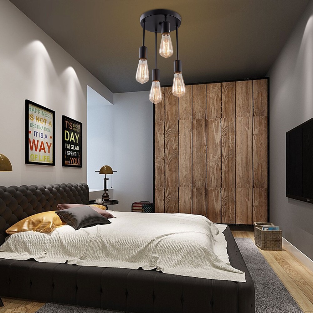 Semi Flush Mount LED Chandelier Crystal Ceiling Light for Living Room