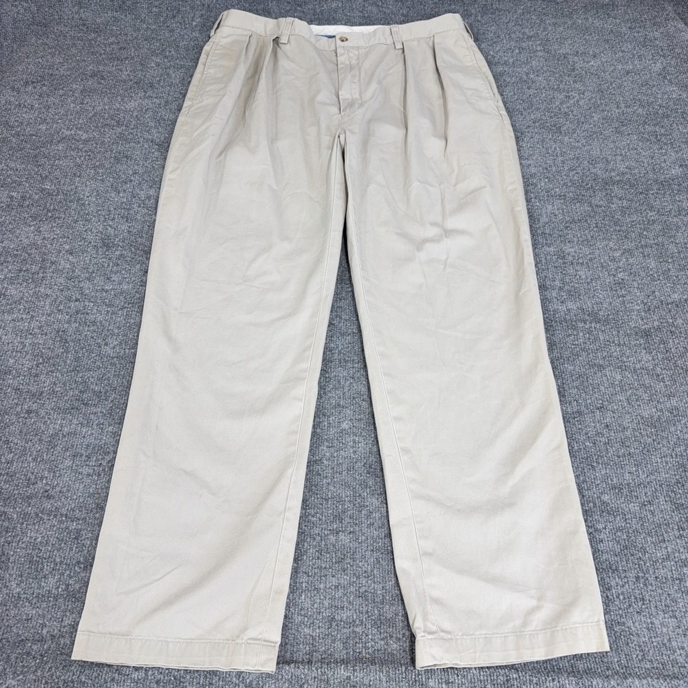 Polo Ralph Lauren Pants Mens 38x32 Khaki Cotton Pleated Classic Fit Trouser