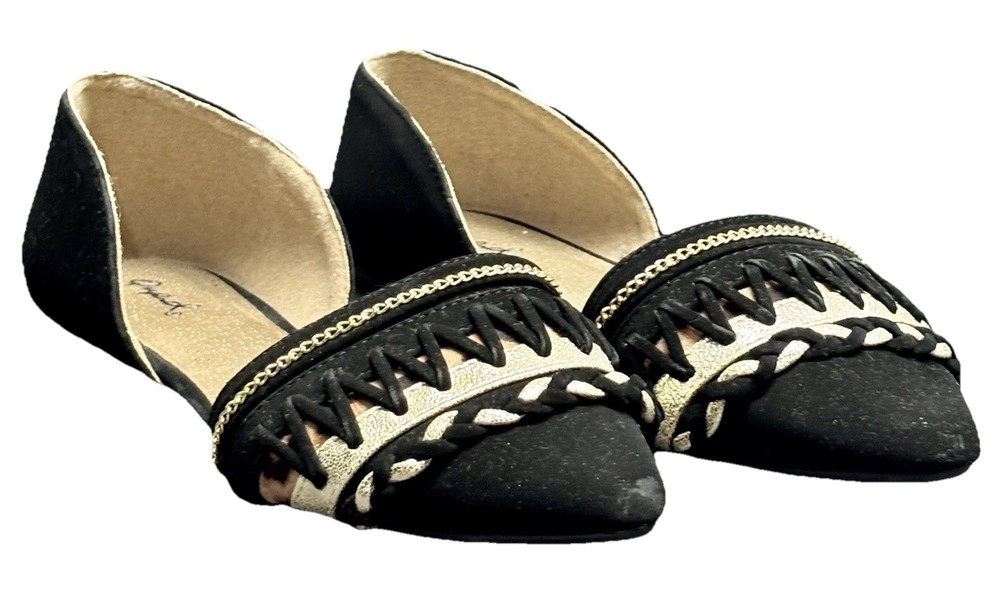 Qupid Women's Size 7.5 Flats Black Shoes for Casual or Work Wear