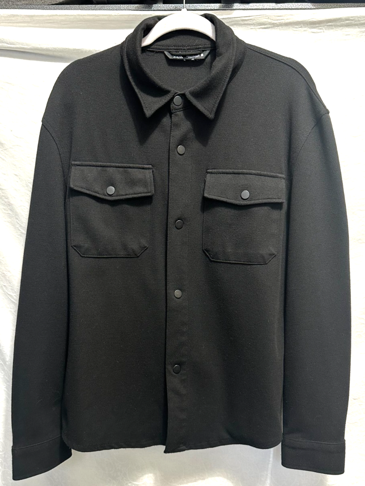 ZARA Man Men's Size Large Black Snap Front Shacket Shirt Jacket