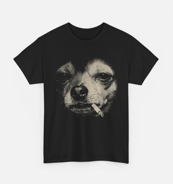 Dog Smoking Cigarette Shirt, Funny Chihuahua Meme Women Men T-Shirt