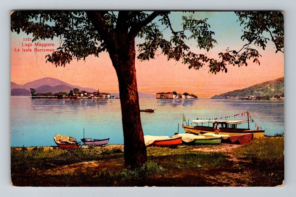 Italy- Lake Maggiore Borromee Island Old Postal Card View Vintage c1914 Postcard