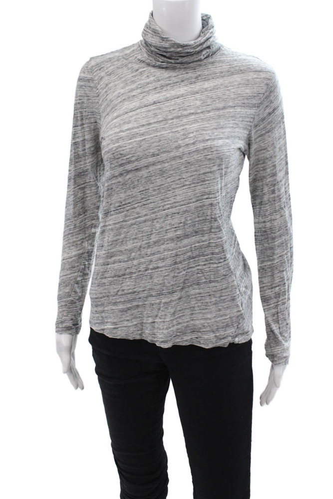 J Crew Women Gray Striped Cotton Turtleneck Long Sleeve Top Size SFree Shipping in US $100+ Orders | $6.95 Orders Below