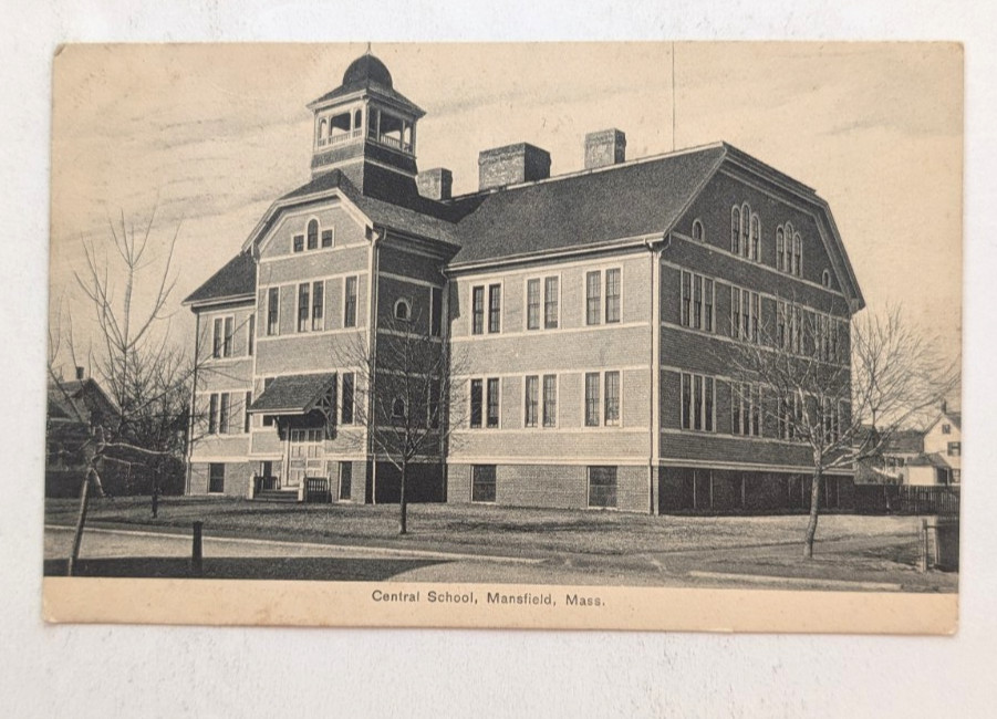 1908 Central School Mansfield Ma Excelsior German Postcard By Stearns & Son