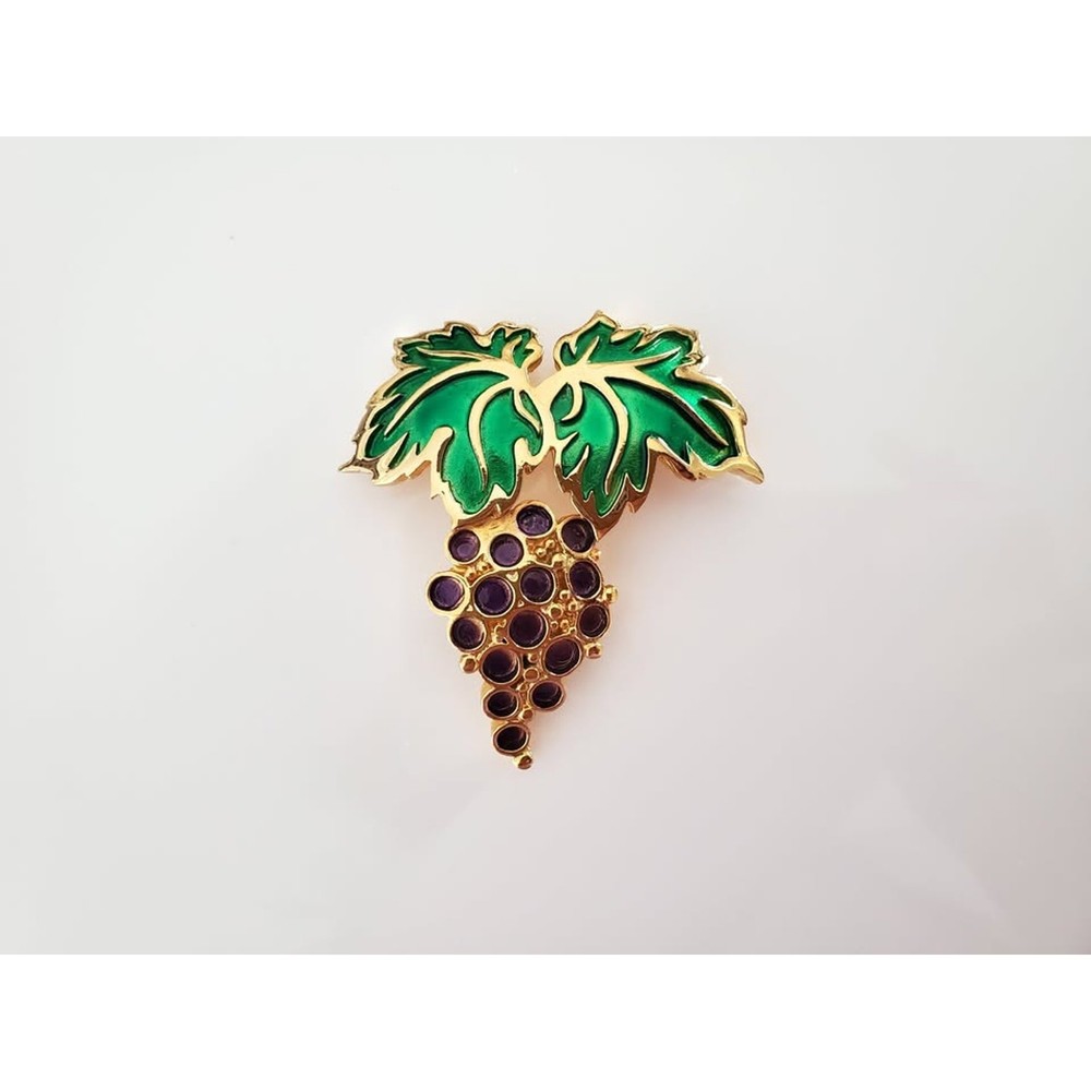Vintage Napier Designer Purple Grape Enamel Brooch