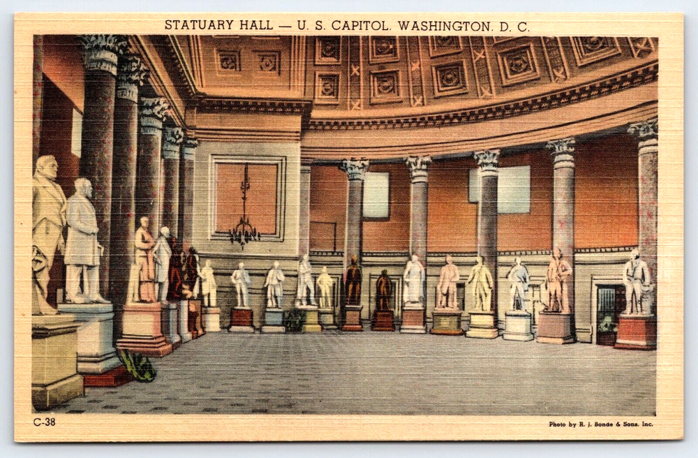 VINTAGE OLD ANTIQUE POSTCARD STATUARY HALL U.S. CAPITOL WASHINGTON D.C. USA