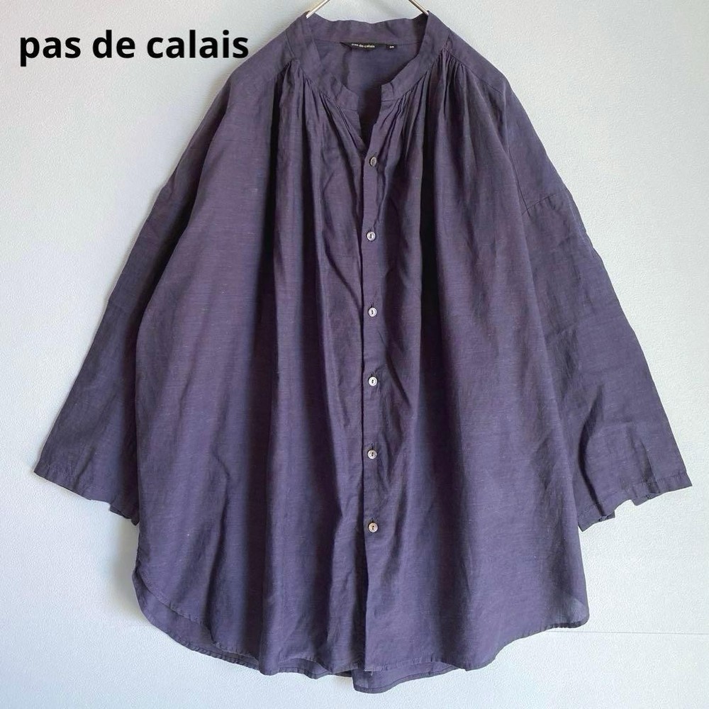 Pas de Calais Blouse Size 36 Linen Blend Made in Japan