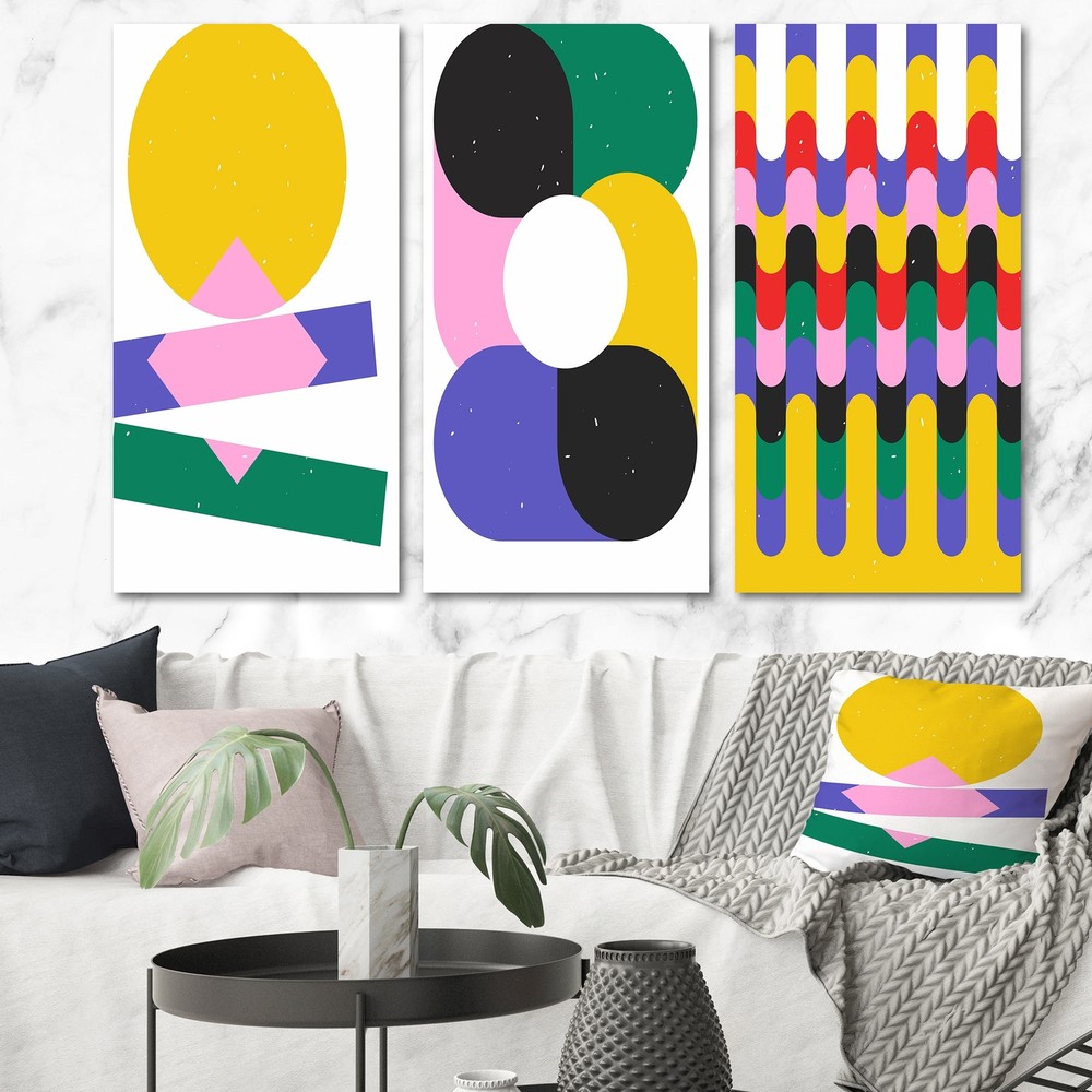 Retro Abstract Minimalist Colorful Geometrics VII - Modern Art Print by Designart
