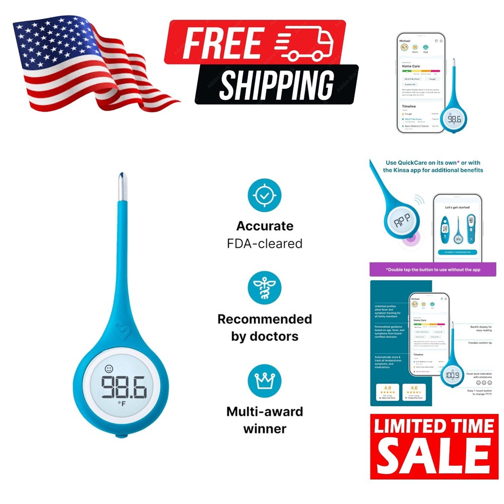Accurate QuickCare Smart Thermometer - Fast Read, Flexible Tip, Hygienic Pouch-image
