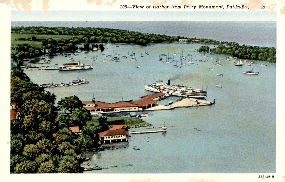 View of Harbor from Perry Monument, Put-In-Bay, Ohio, 1918 Postcard