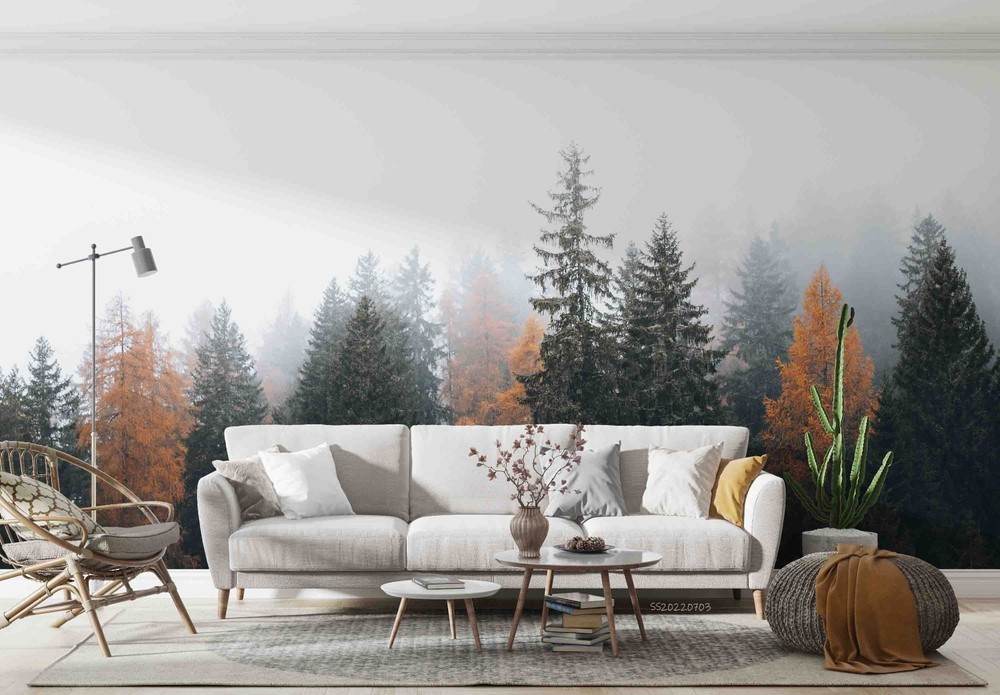 3D Pine Forest Autumn Landscape Wall Murals Wallpaper Murals Wall Sticker