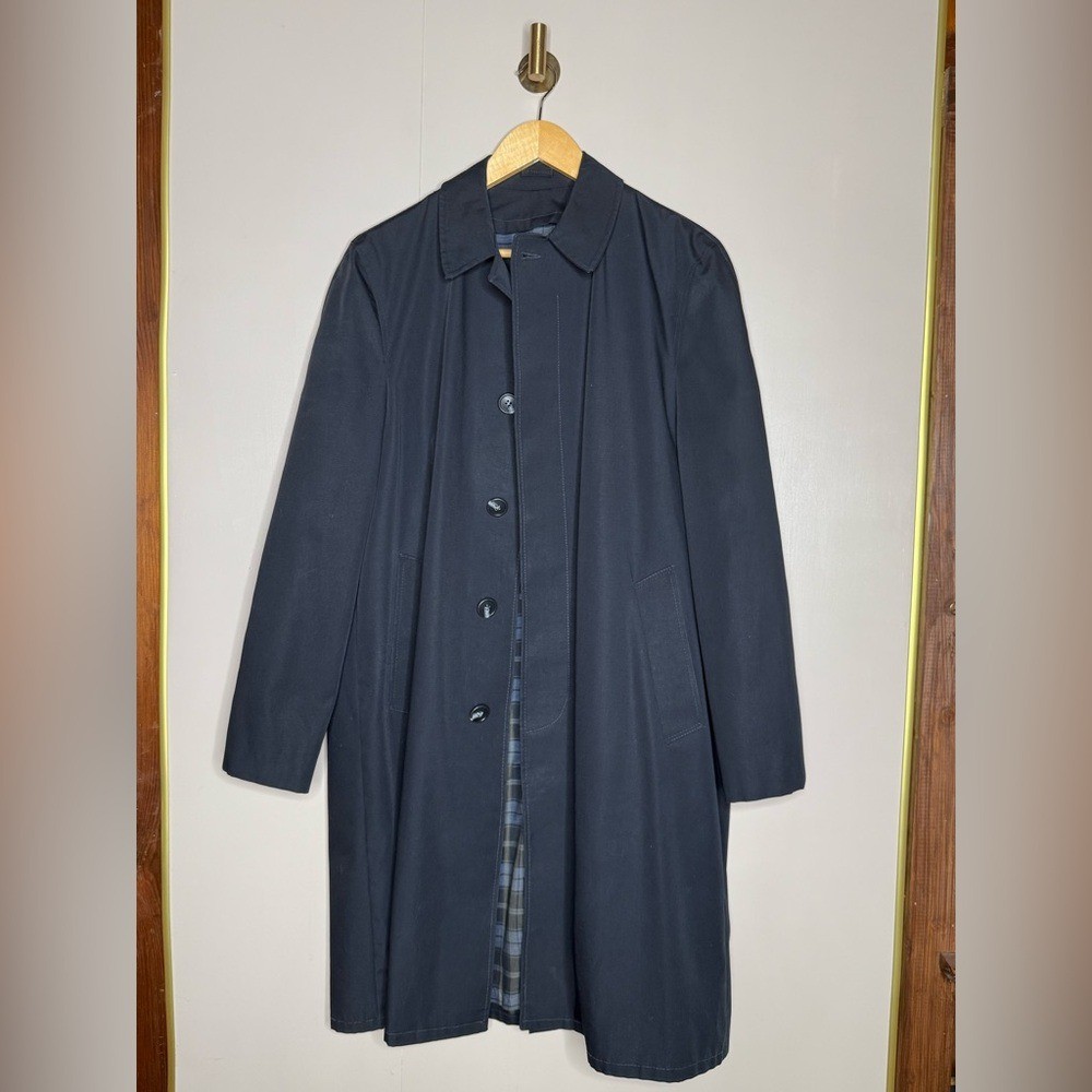 Vintage All Weather Trench Coat Mens Medium Black Plaid Lined Rain Coat
