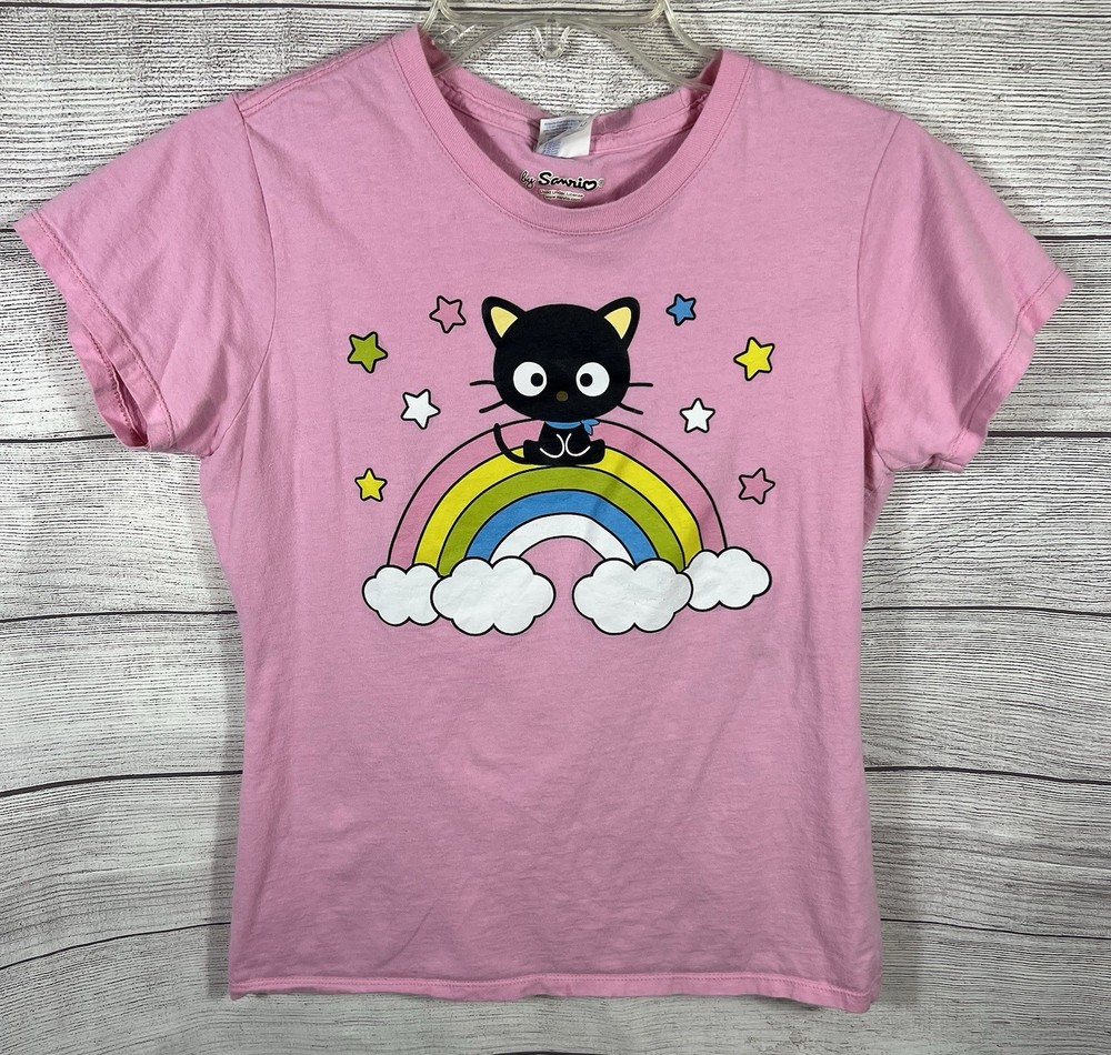 Hello Kitty Chococat Rainbow Graphic T Shirt Womens Small Pink Sanrio