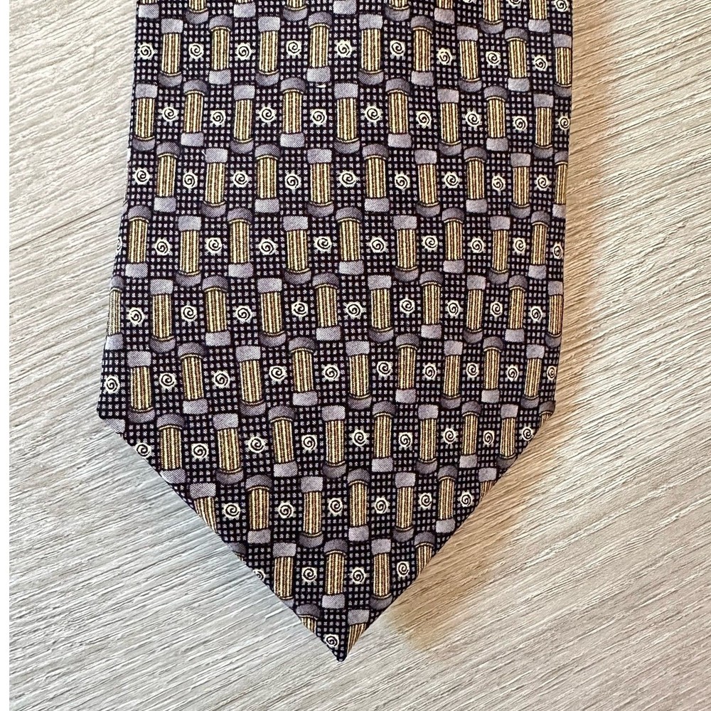 J. Garcia Jerry Birdland 100% Silk Stonehenge Neck Tie Gray Gold