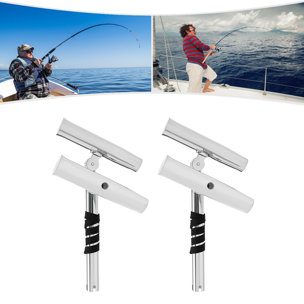 Adjustable Stainless Steel Boat Outrigger Fishing Rod Holder Double Angle