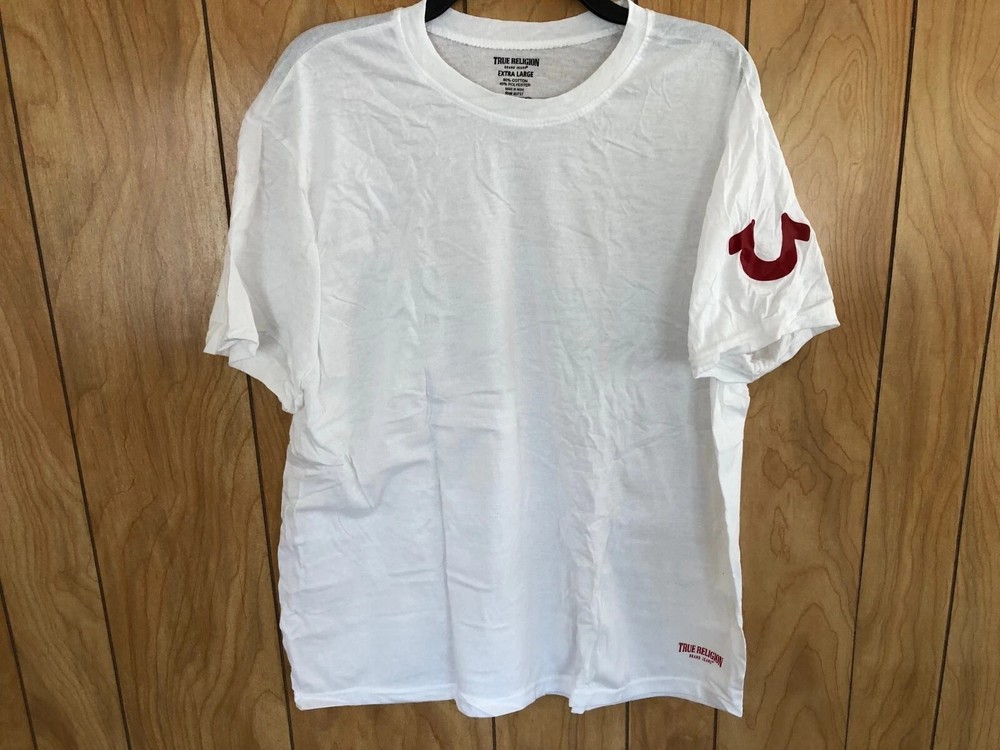 NWT True Religion Mens RED Logo Cotton Tee T-Shirt  Undershirts Size-Large