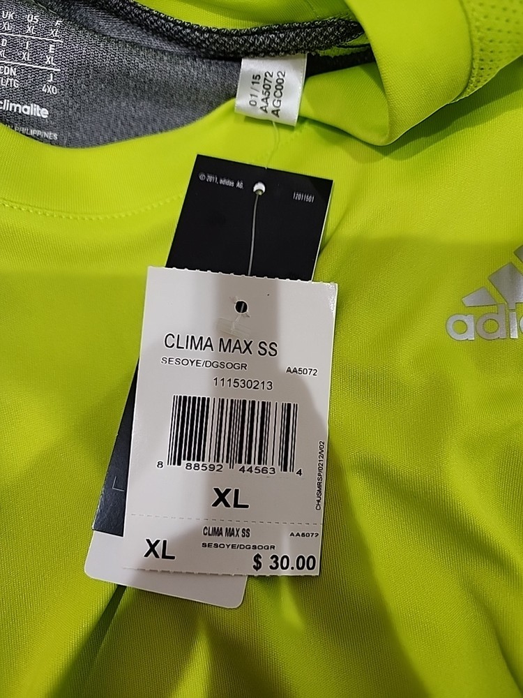 Adidas Climalite Ultimate Tee Yellow T-Shirt Men's XL Moisture-Wicking