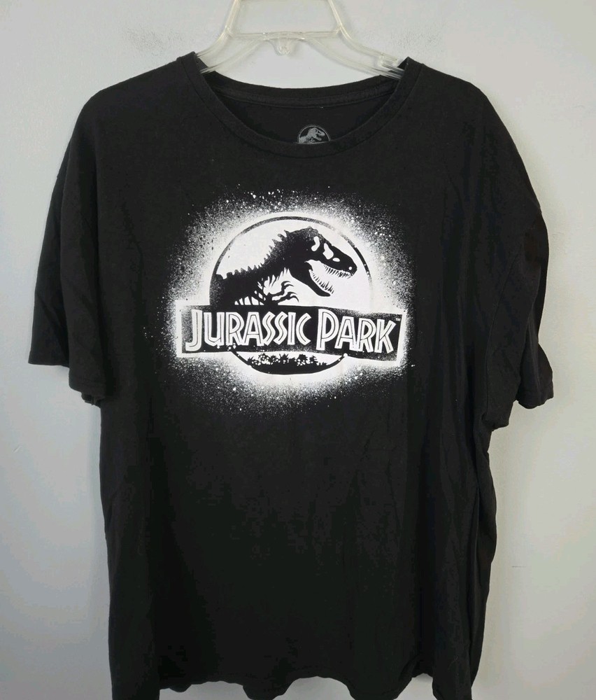 Jurassic Park T Shirt Men’s 2XL Black Graphic Tee Dinosaur Movie Logo Cotton