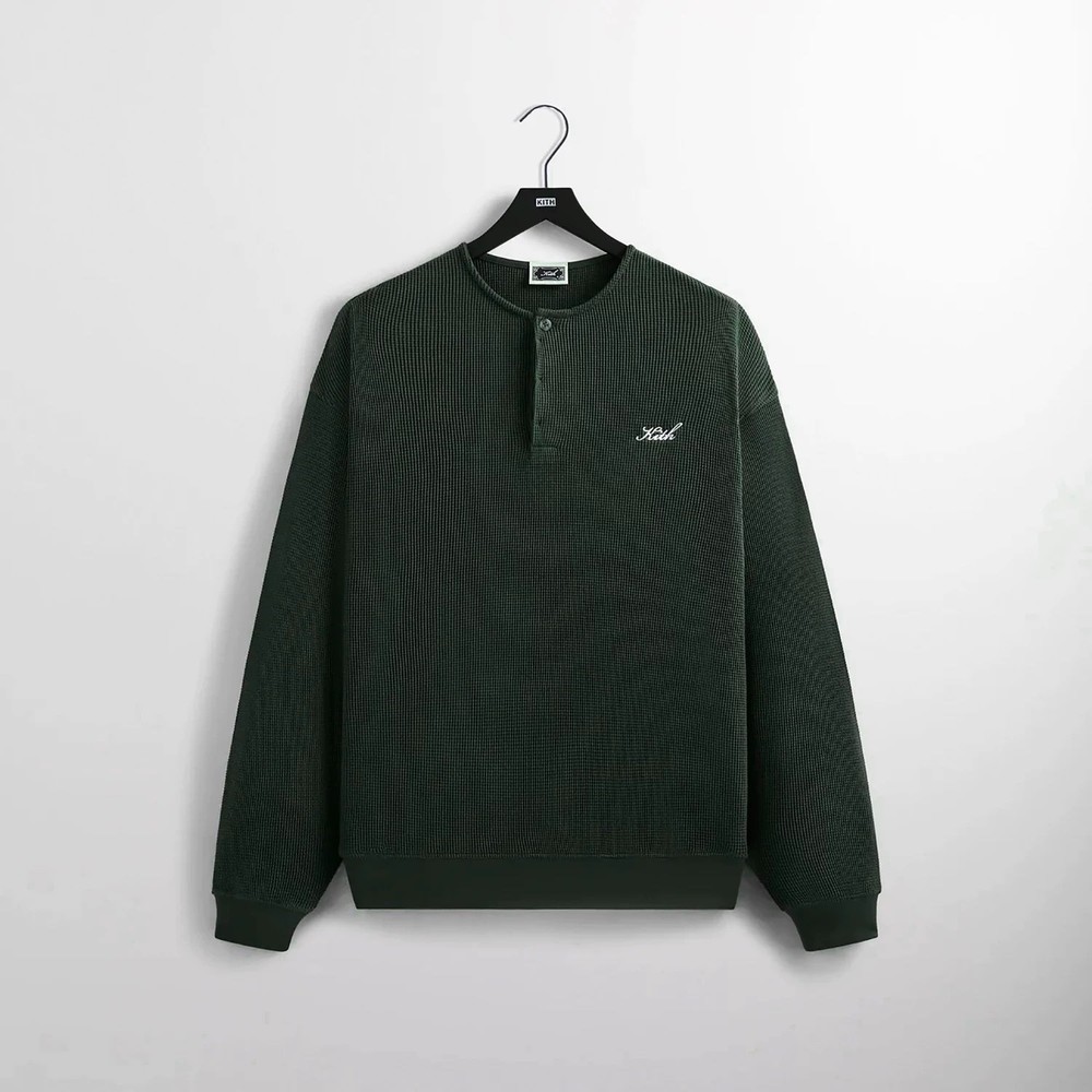 KITH Micro Waffle Colby Henley Pullover Long Sleeve – Size M