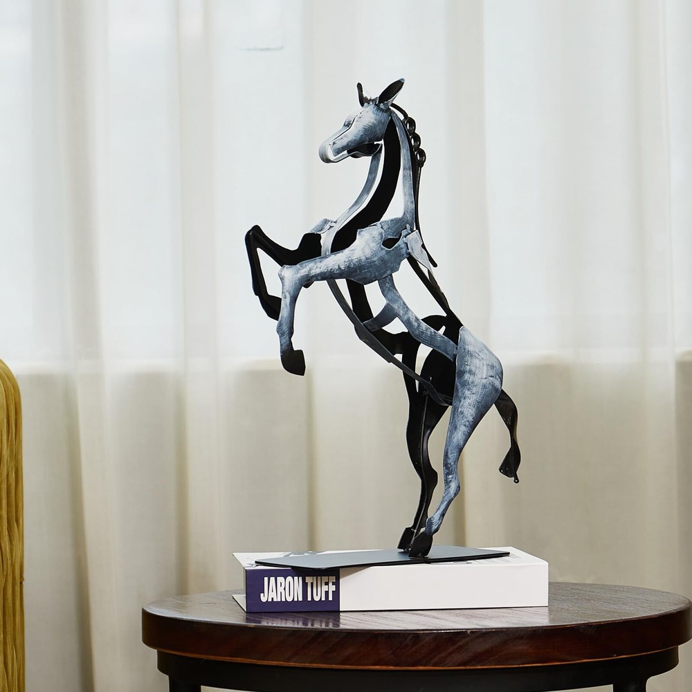 Horse Statue Home Decor Hand Painted Metal Horse Deskto. Art Standing