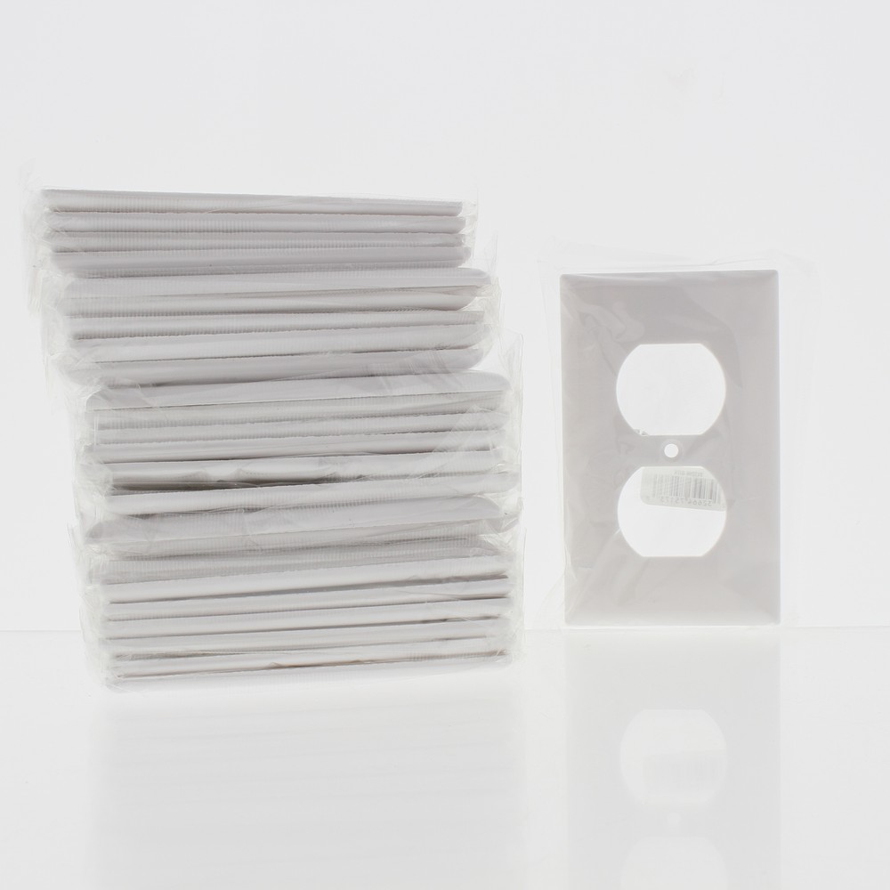 25 Cooper 1-Gang White Duplex Outlet Receptacle Cover Plastic Wallplates 2132W