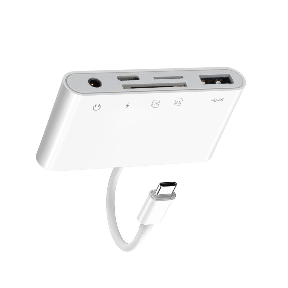 5 in 1 USB-C Memory Card Reader TF/SD Card For Phone TF+SD+3.5mm+USB3.0+TypeC