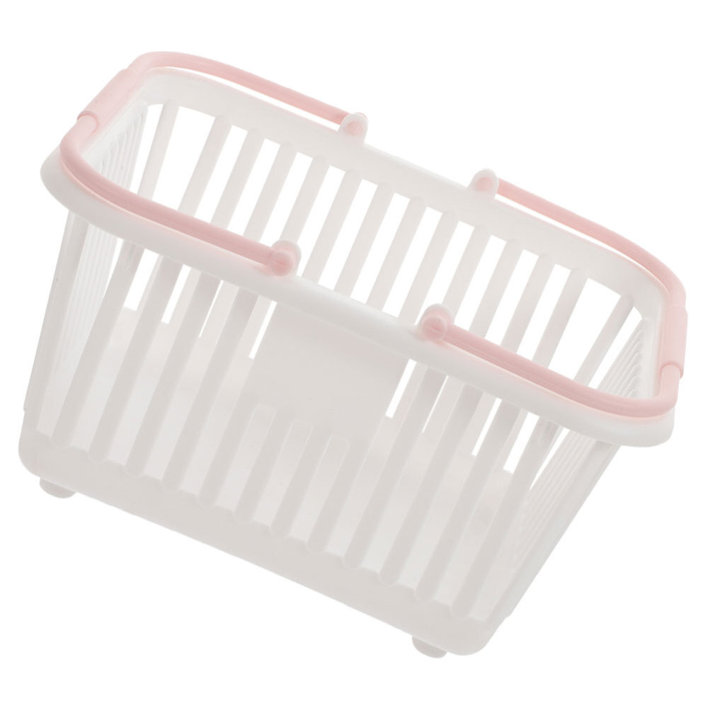 Small Storage Basket Plastic Basket with Handles Compact Desktop Sundries Basket