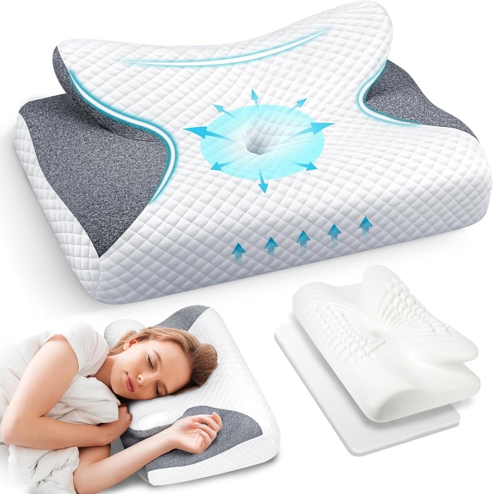 Cervical Pillow for Neck Pain Relief Sleeping, 100% Memory Foam Contour Pillows