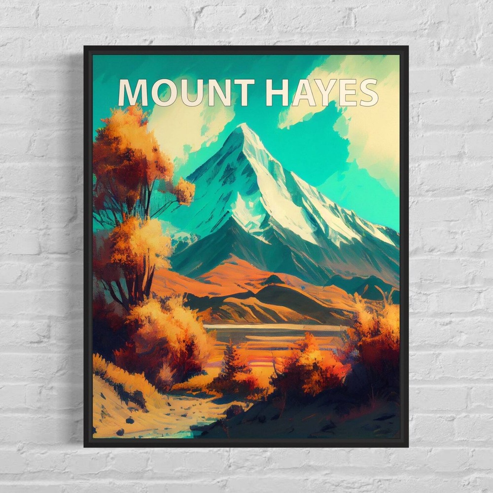 Mount Hayes Art Print Mount Hayes Wall Art Painting Mount Hayes Vintage Minimal
