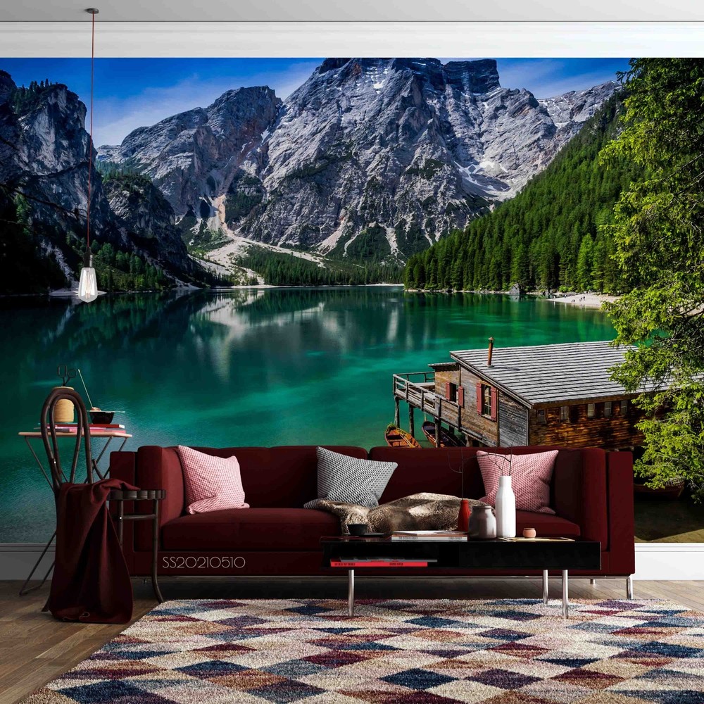3D Mountains Forests Lakes Landscape Wall Murals Wallpaper Murals Wall Sticker