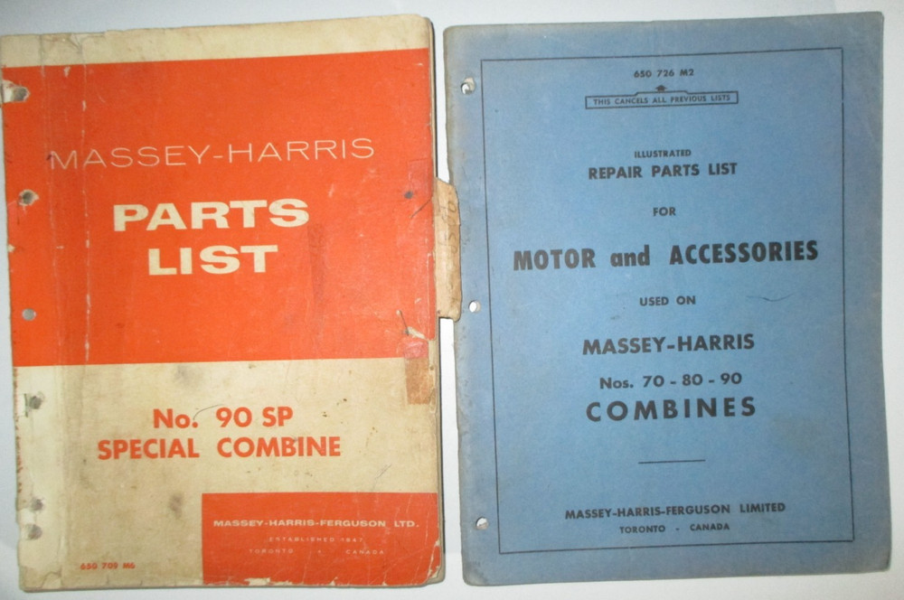 Massey Harris MH 90 Special Combine & Motor Parts Catalog Manual Book ORIGINAL!