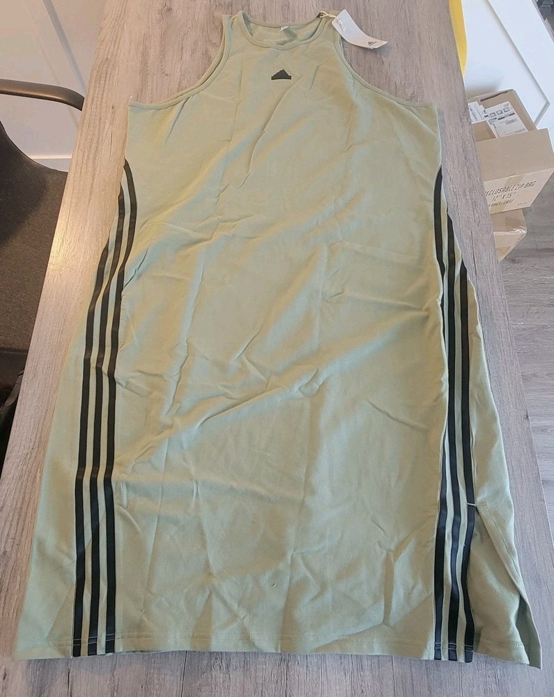 adidas Women's Future Icons 3-Stripes Dress, Tent Green, Size 2XL, IW5303, New