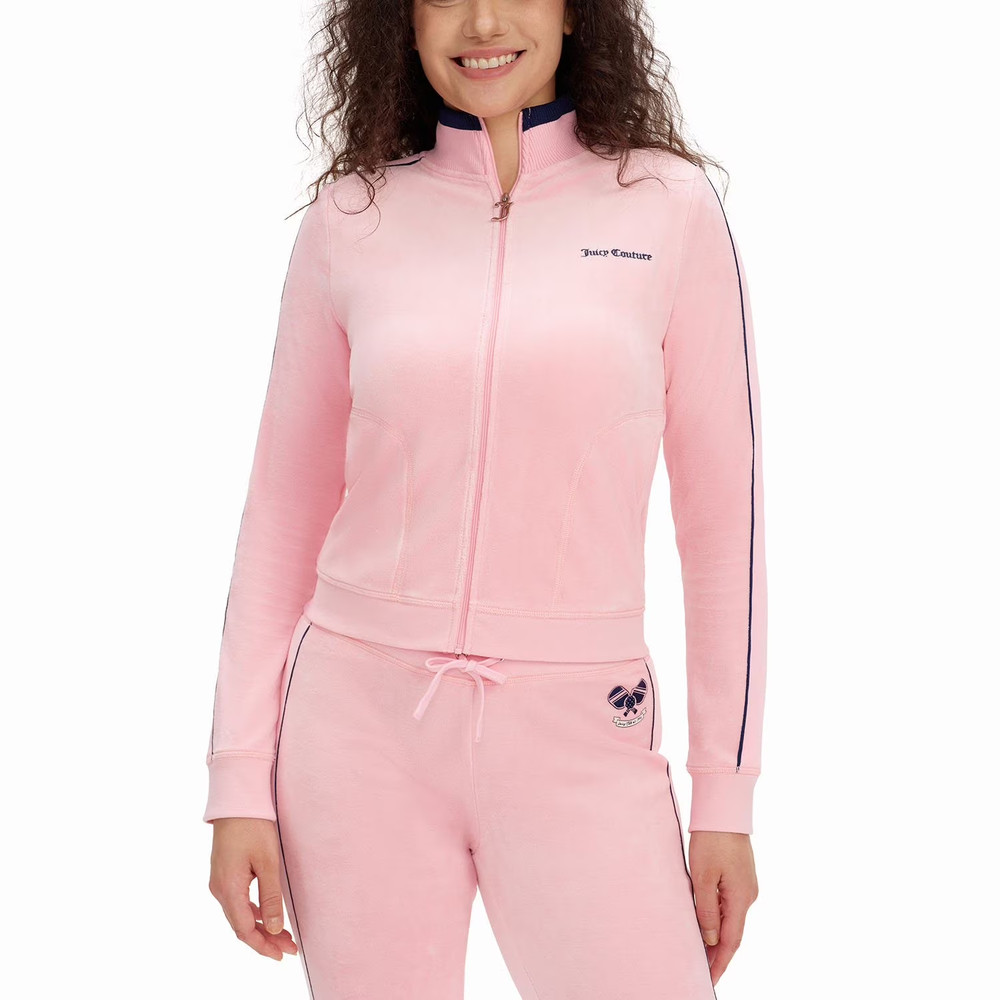 Juicy Couture Women's Cotton Velour Pickleball Jacket Size XL Pink New