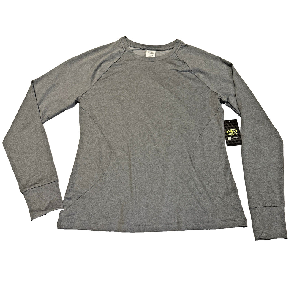 DriWorks Long Sleeve Performance T-Shirt Women's Size L Grey Thumb Holes