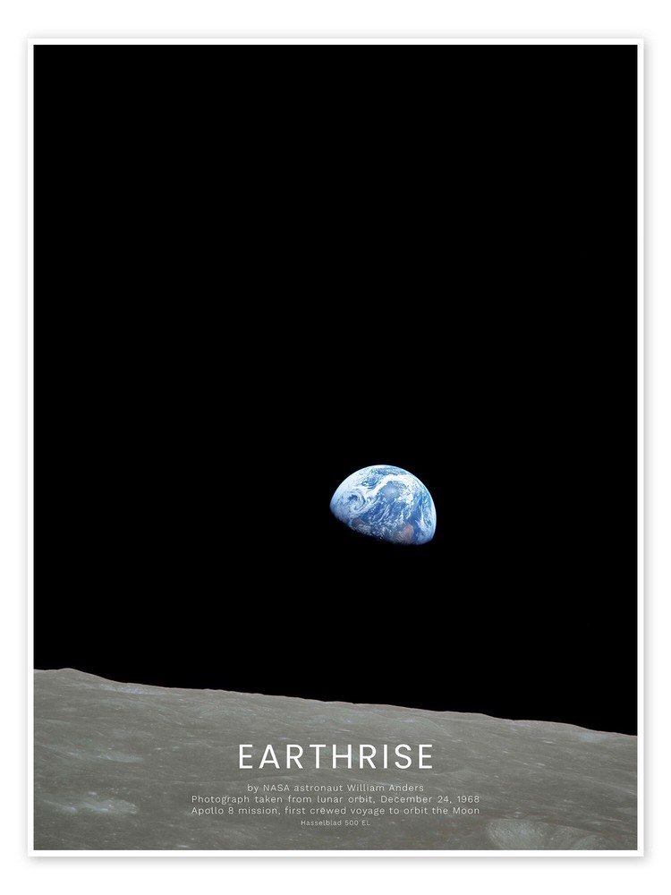 Apollo 8 Earthrise Matte Poster - Iconic Space Photography