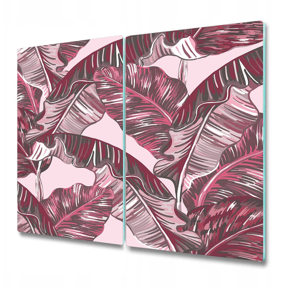 Glass Worktop Saver Kitchen Pink Tropical Palm Leaves Banana Leaf 2x30x52