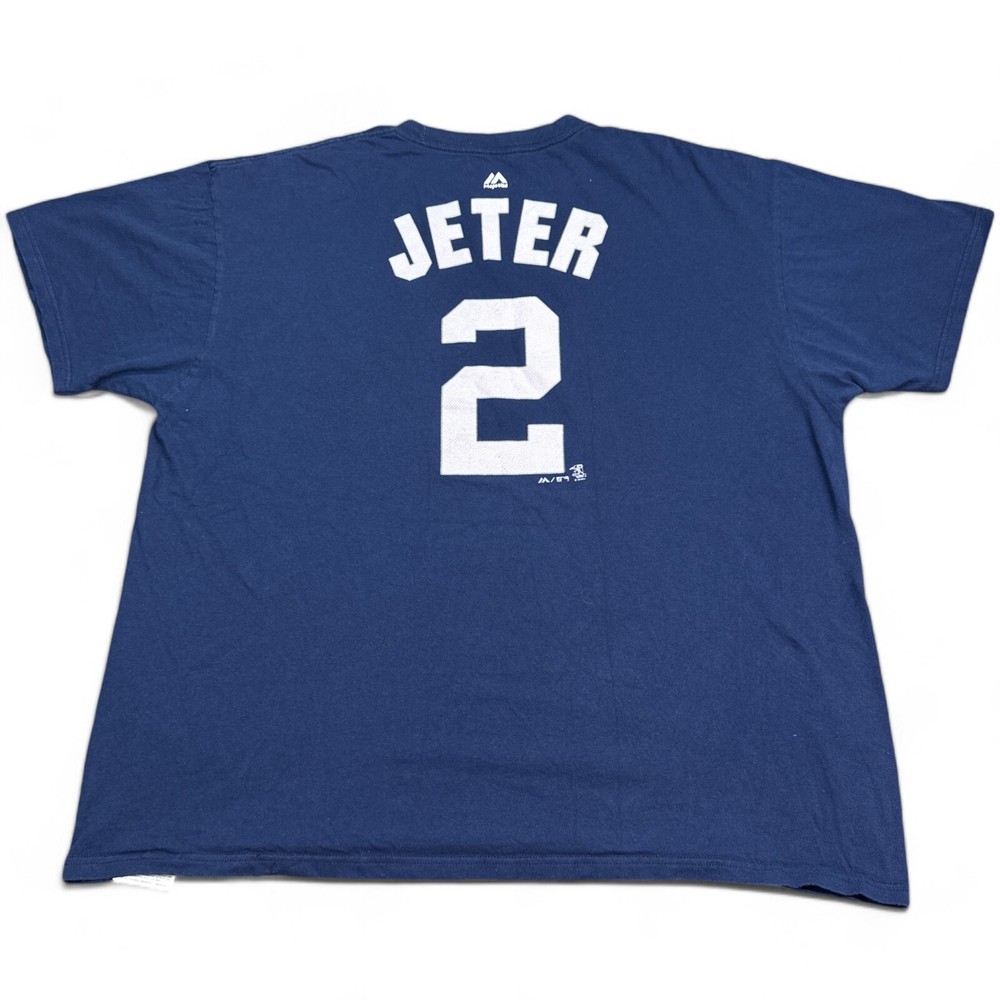 New York Yankees Derek Jeter T Shirt Adult Size 2XL XXL Majestic VTG MLB Tee