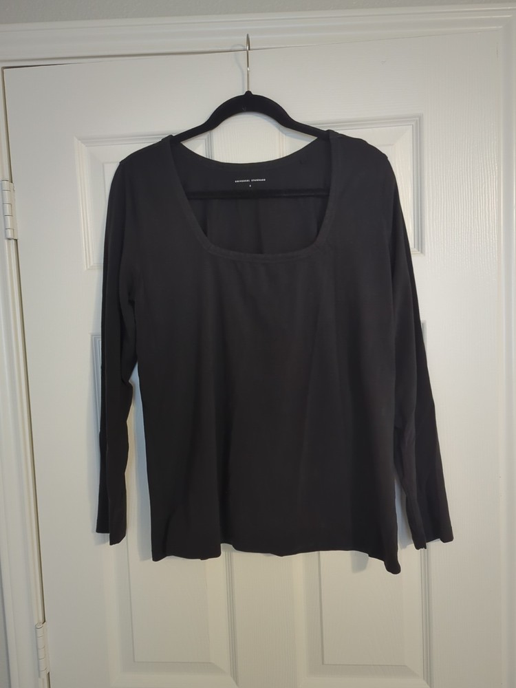 Universal Standard Women's Black Long Sleeve Square Neck Shirt Size Small