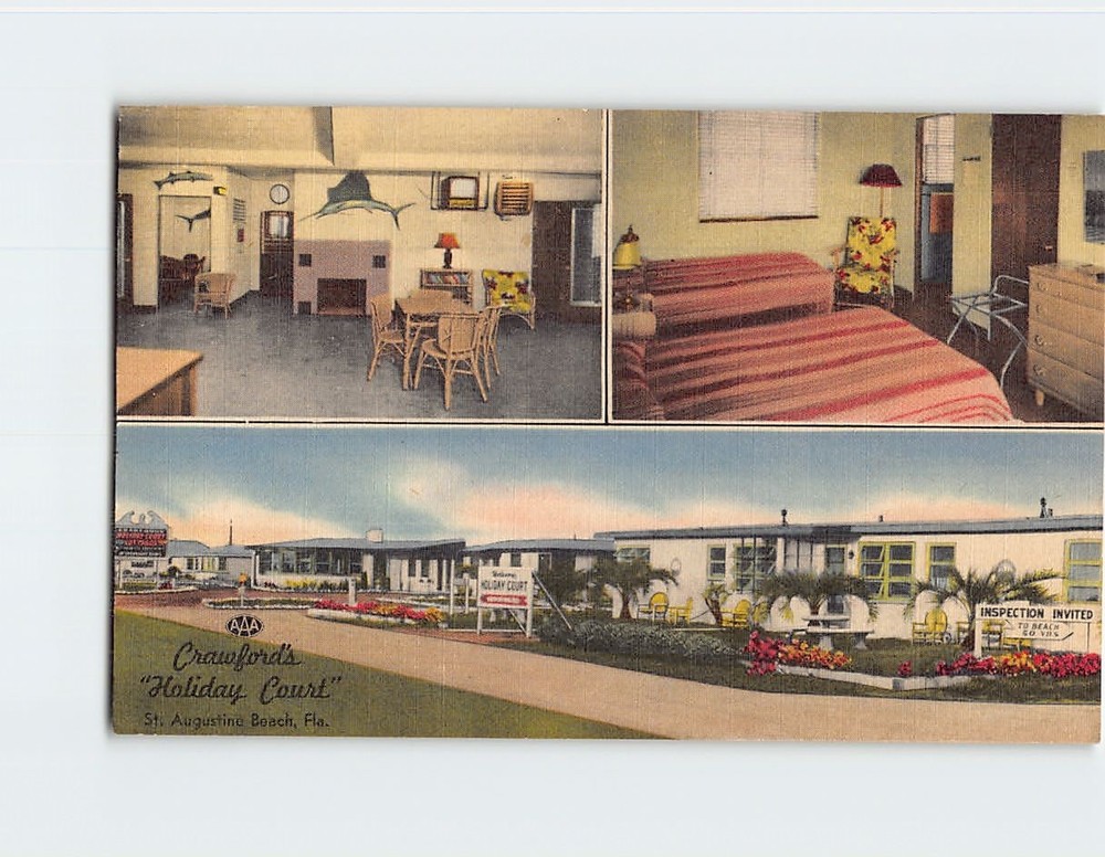 Postcard Crawford's Holiday Court Saint St. Augustine Beach Florida